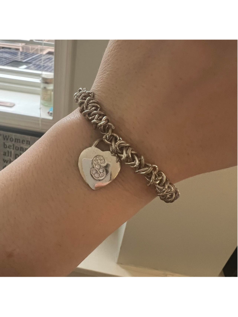 ‘S’ silver charm bracelet